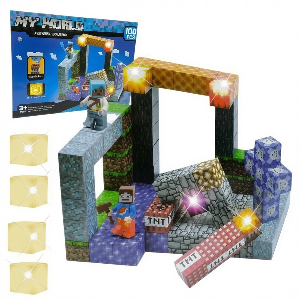 Minecraft Bloques Magnéticos 100 Piezas con Luz