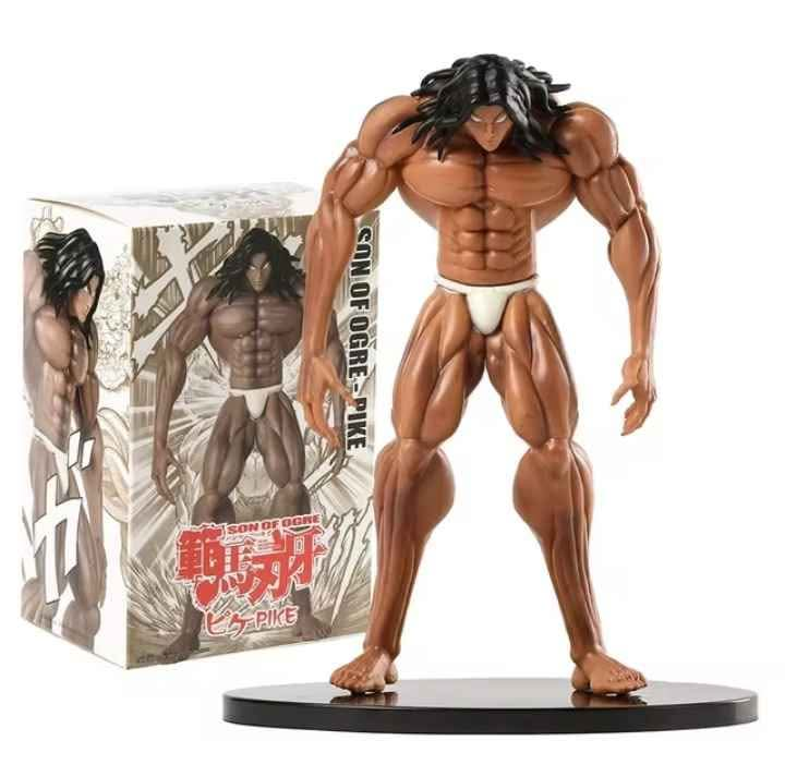 Figura Pickle Baki Son Of Ogre Pike 22cm con base circular negra y caja oficial del manga