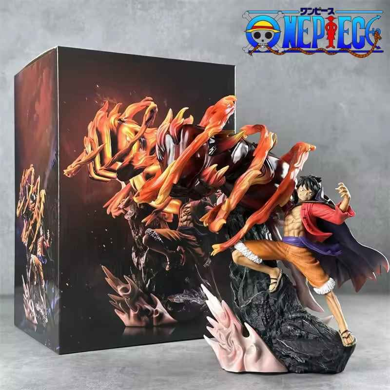 Figura Monkey D. Luffy Gear 3 Gigant Pistol One Piece 30cm con llamas naranjas y caja oficial