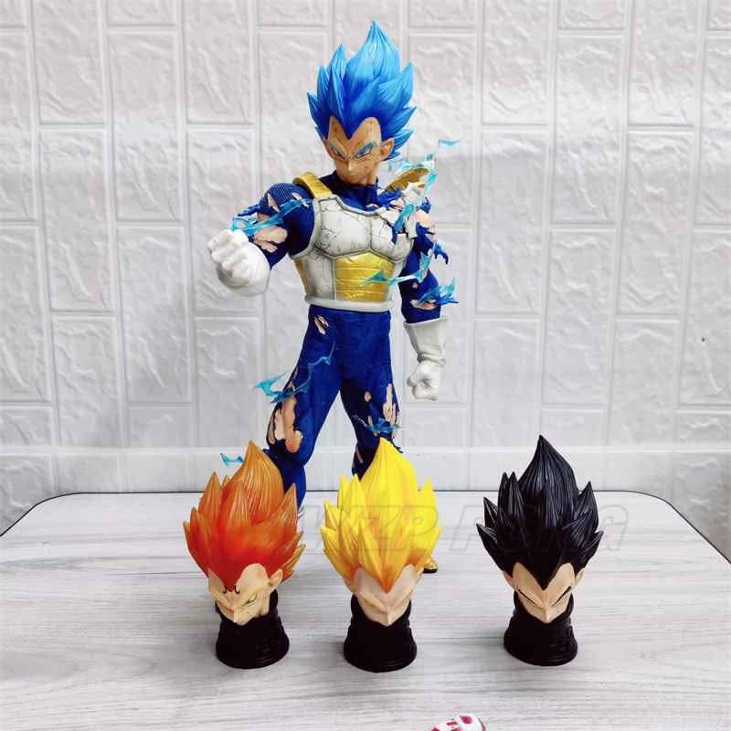 Figura Vegeta Gigante Dragon Ball Z 45cm Super Saiyan Azul con 4 cabezas intercambiables y efectos de energía
