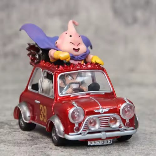 Figura Majin Buu y Mister Satan en Mini Cooper rojo #39 Dragon Ball Z 18cm - Buu sobre el techo y Satan al volante