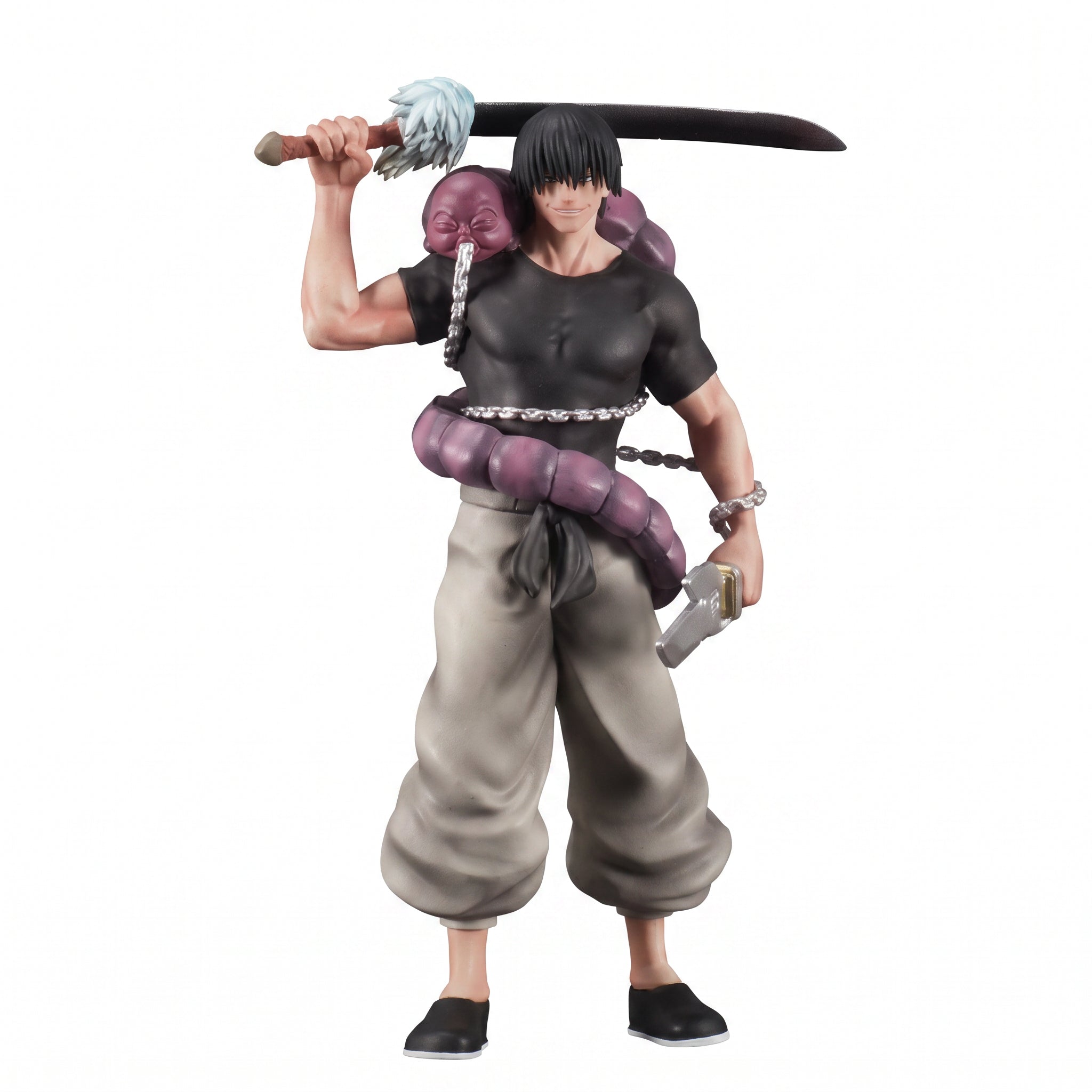 Figura Toji Fushiguro Cazador de Hechiceros Jujutsu Kaisen 21cm con katana negra, serpiente morada y cadena plateada